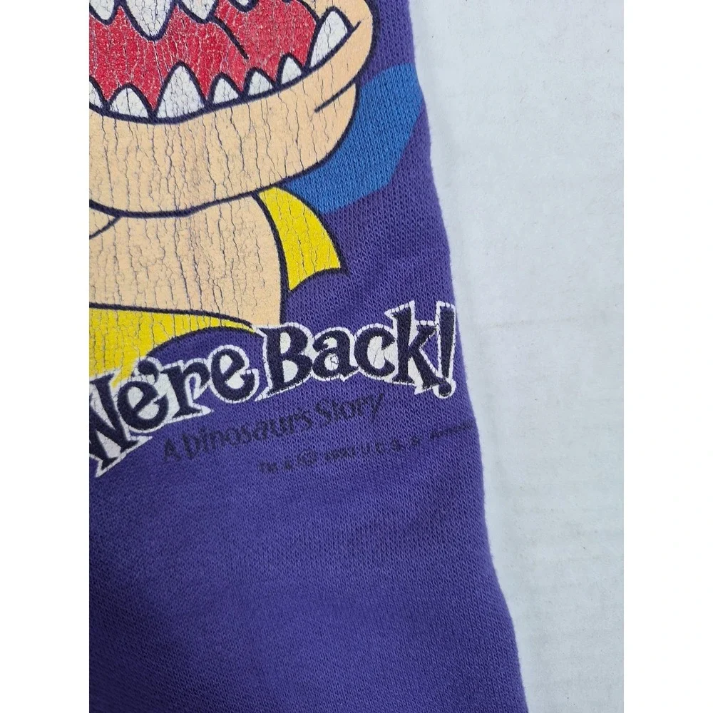 Vintage we're back a dinosaur's story kids shirt Pants‎ Outfit Size 7 90s FLAWS - Picture 6 of 16